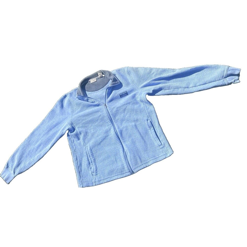 L.L.Bean Men’s Medium Regular Blue Full Zip Sweater Fleece Cotton Blend Jacket